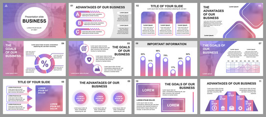 Business presentation slides templates from infographic elements. Can be used for presentation template, flyer and leaflet, brochure, corporate report, marketing, advertising, annual report, banner.