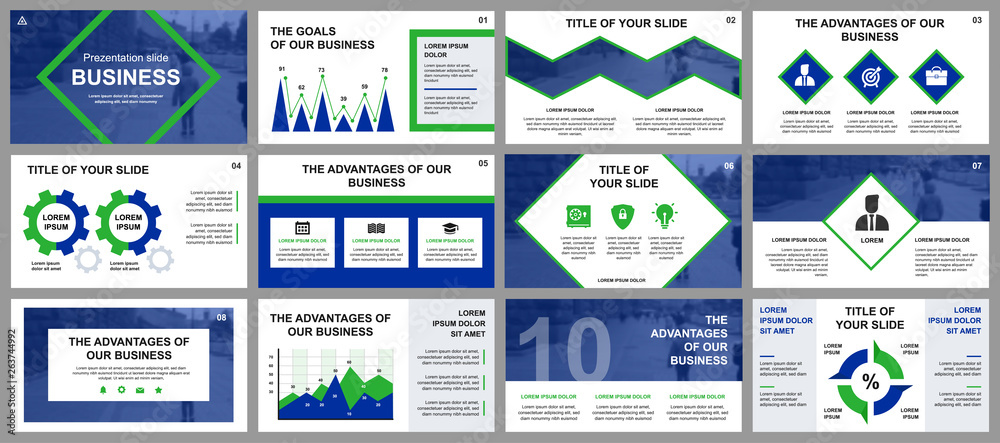 Poster Business presentation slides templates from infographic elements. Can be used for presentation template, flyer and leaflet, brochure, corporate report, marketing, advertising, annual report, banner.