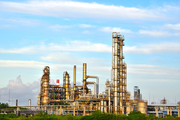 Refinery plant under the background of blue sky white clouds