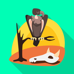 Vector design of bird and vulture icon. Set of bird and animal vector icon for stock.