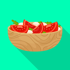 Vector design of salad and tomato symbol. Collection of salad and meal stock symbol for web.