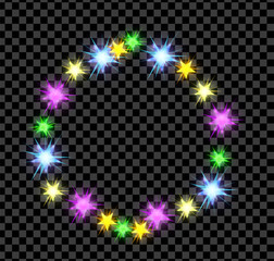 Glowing and shining star flares effect. Vector illustration