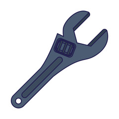 Monkey wrench construction and repair work isolated blue lines