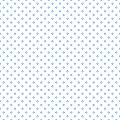 Seamless dotted pattern. Blue square dots on white background.