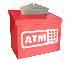 ATM Automated Teller Machine Bank Withdraw Suggestion Box 3d Illustration