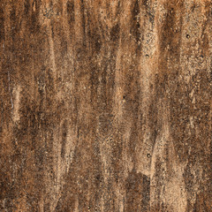 Sample of worn by time fiberboard with shabby, dirty, and cracked paint and relief texture. Grunge background in brown color, square