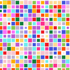 Mosaic of a bright colorful squares on a white background. 
