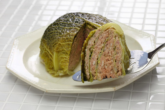chou farci, stuffed cabbage,traditional french cuisine