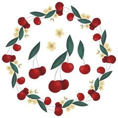 Cherry and blossom wreath set