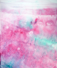 Splashes of watercolor texture. Original abstract blob, paper, stone, ice, space, galaxy, cosmic light pink spots