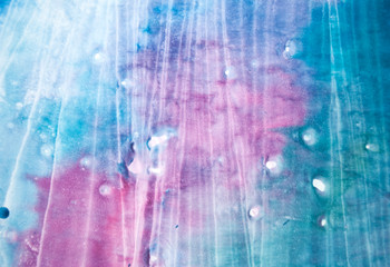 Watercolor texture splashes. Original abstract, paper, stone, ice, space, galaxy, cosmic light style blue color stains blob