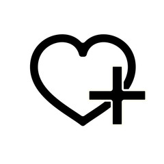 Heart with a cross vector icon. Healthcare, Medical symbol. Doctor s day sign, emblem isolated on white background with shadow. Flat style for graphic and web design, logo. EPS10 pictogram.