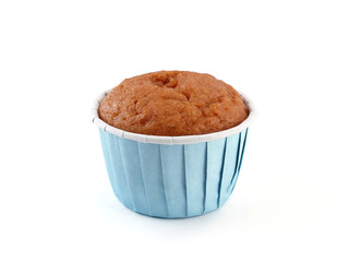 close up single cupcake isolated on white background