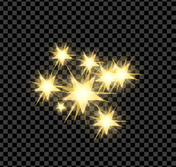 Glowing and shining star flares effect. Vector illustration
