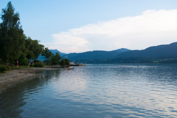 A View of Lake Tegernsee in Germany on a Summer Evening