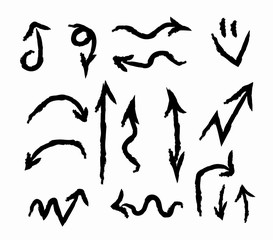 Illustration of Grunge Sketch Handmade Watercolor Doodle Vector Arrow Set Collection