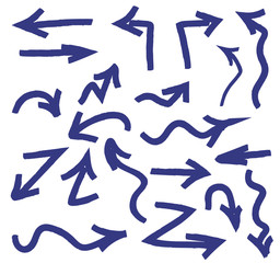 Illustration of Grunge Sketch Handmade Watercolor Doodle Vector Arrow Set Collection