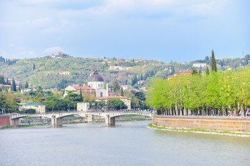 Fototapeta premium Beautiful Scenery of Old Town Verona and the Adige River