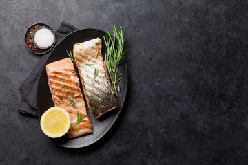 Grilled salmon fish fillet