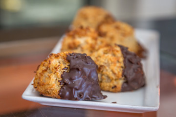Coconut macaroons for sale in a coffee shop