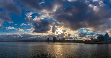 Cloudy sunset over Baku