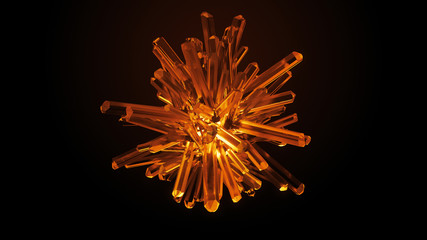 Orange 3d render crystal cluster. Composition made of mineral elements. - 263752397