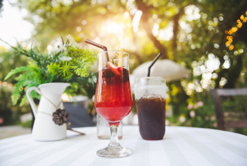 Ice cold berry fruit tea drink.