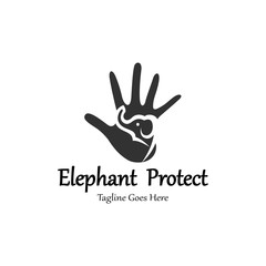 Fototapeta na wymiar Elephant protection logo design template. Vector illustration