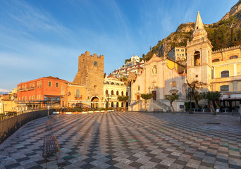 Fototapeta premium Taormina. Sicily. Piazza IX April.
