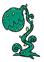 Predatory mutant plant cartoon illustration isolated image