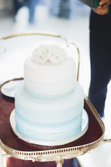 Luxury decorated wedding cake on the table