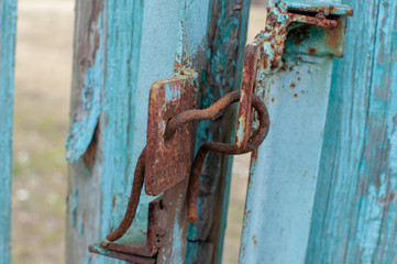 rusty lock on the gate