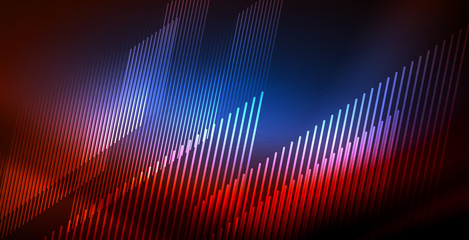 Neon glowing wave, magic energy and light motion background