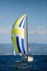 Fototapeta premium Sailing yacht boats at the Aegean Sea in Greece.