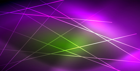 Neon glowing wave, magic energy and light motion background