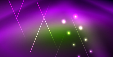 Neon glowing wave, magic energy and light motion background