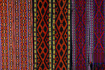 old Ukrainian embroidery in ornaments and patterns embroidered on a canvas