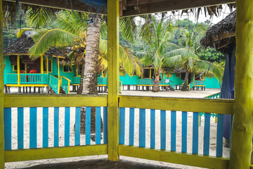 Samoa tropical beach resort, traditional fale © Edina