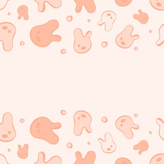 Doodle hand drawn color vector seamless pattern frame, border. Pink abstract tooth shapes isolated on background. Unique abstract texture for invitations, cards, websites, wrapping paper, textile