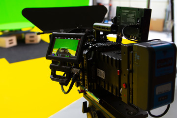 Digital cinema camera in a green visual effects studio