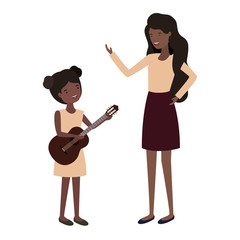 woman with daughter and guitar avatar character