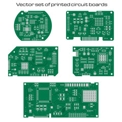 Vector set of detailed printed circuit boards - obrazy, fototapety, plakaty