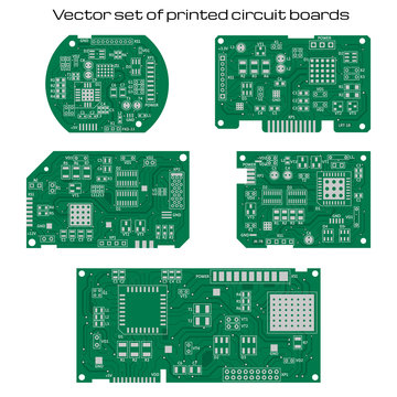 Vector set of detailed printed circuit boards
