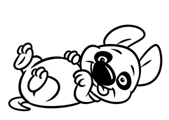 Little dog puppy lies plays animal character cartoon illustration isolated image coloring page