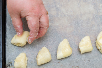 Spread the cottage cheese cookies on a baking sheet before cooking in the oven