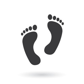 Human feet black with toes icon. Flat style - stock vector.