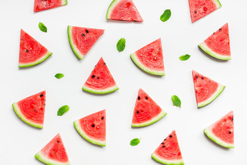 Fresh watermelon slices pattern - obrazy, fototapety, plakaty