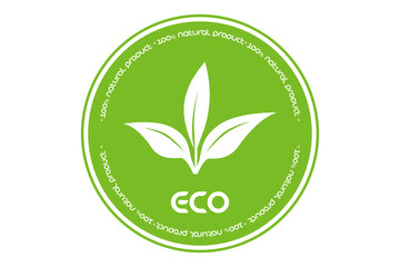 Green Tea leaf logo isolated on white background. Green tea icon. Eco Leaf sticker.