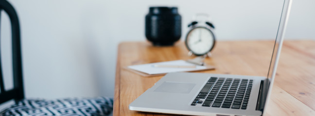 Freelance workplace with laptop