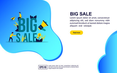 Vector illustration concept of big sale. Modern illustration conceptual for banner, flyer, promotion, marketing material, online advertising, business presentation